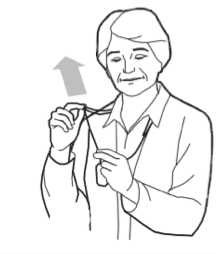 Illustration of the process to lengthen the lifeline neck cord.