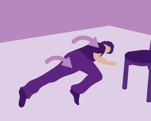 Roll over onto your side by turning your head in the direction you are trying to roll, and then move your shoulders, arm, hips, and finally, your leg over.