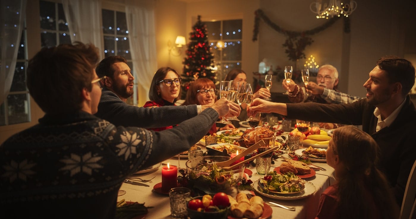 Family eating dinner