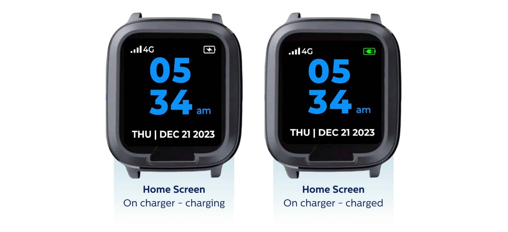 Smartwatch Home screen view (time + battery)