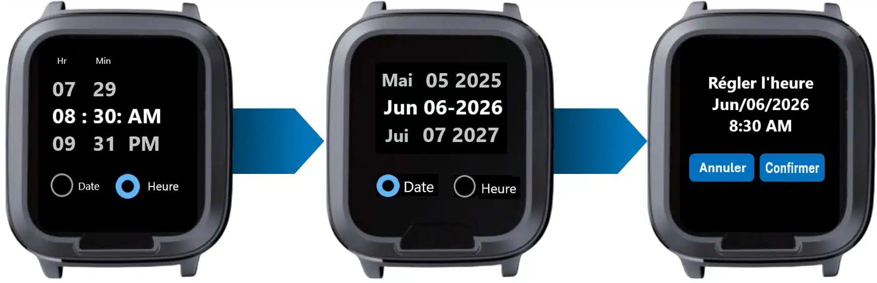 Smartwatch setting the date