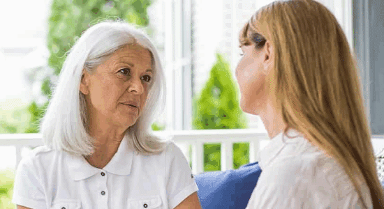 two women talking
