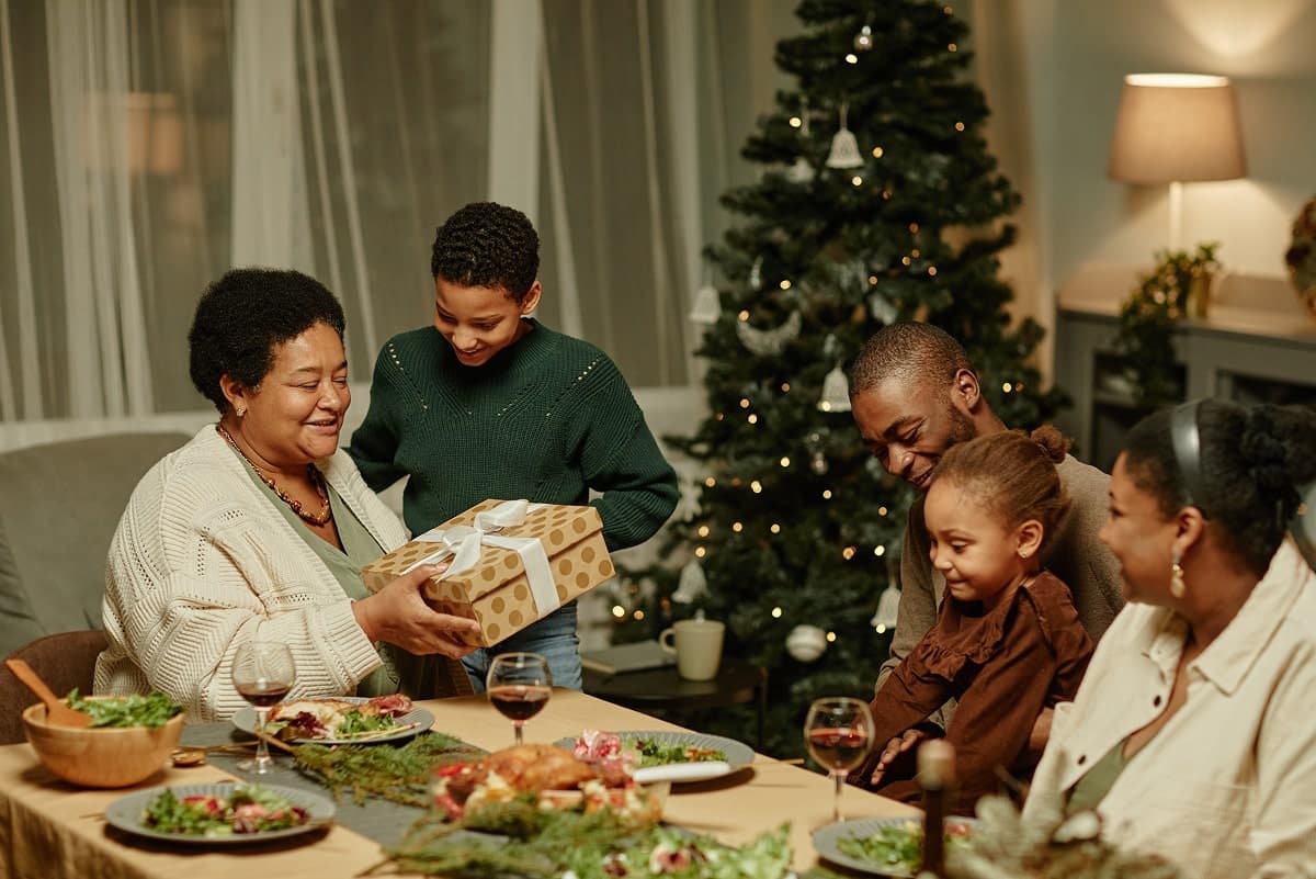 Family giving gifts