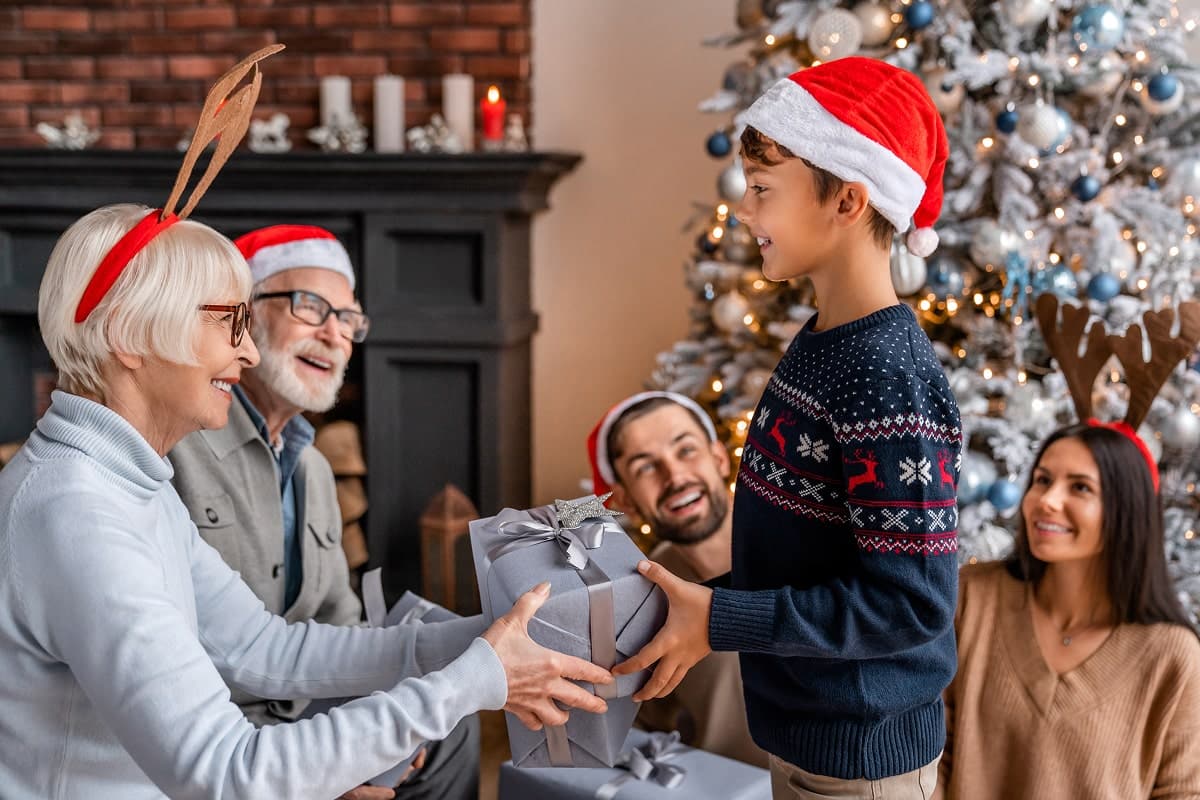 Family giving gifts