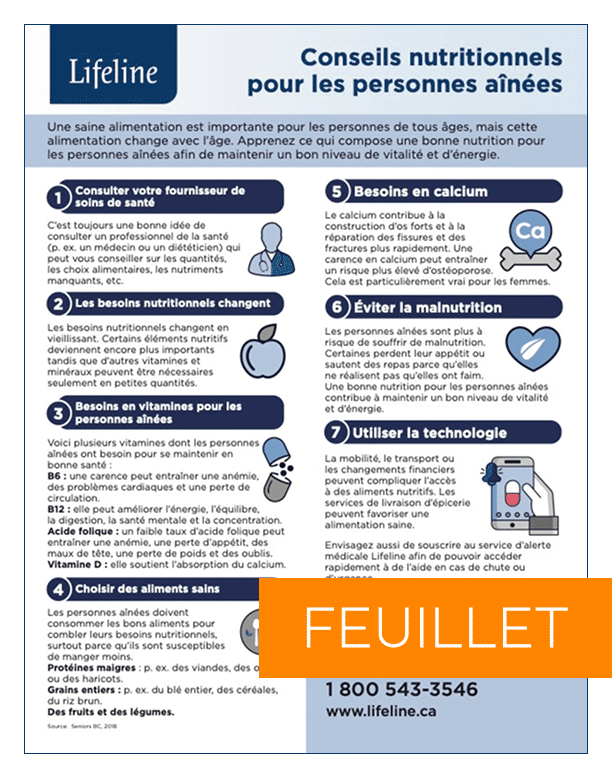 Conseils nutritionnels pour les personnes aînées