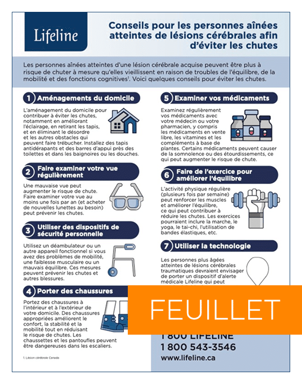 Conseils pour les personnes aînées atteintes de lésions cérébrales afin d’éviter les chutes