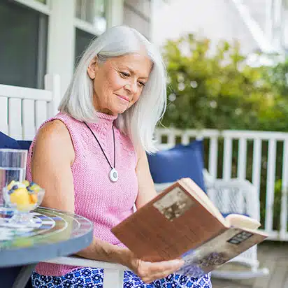 woman reading a book